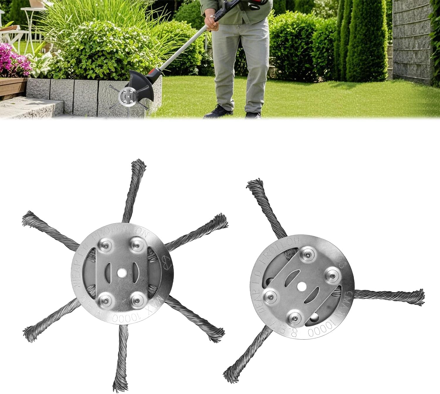 Steel Wire Grass Trimmer Head, 6 Inch Universal Steel Wire Trimmer Head for Weed Eater, Compatible with Most Lawn Mower,Tool-Free Installation (3+6 Blade)