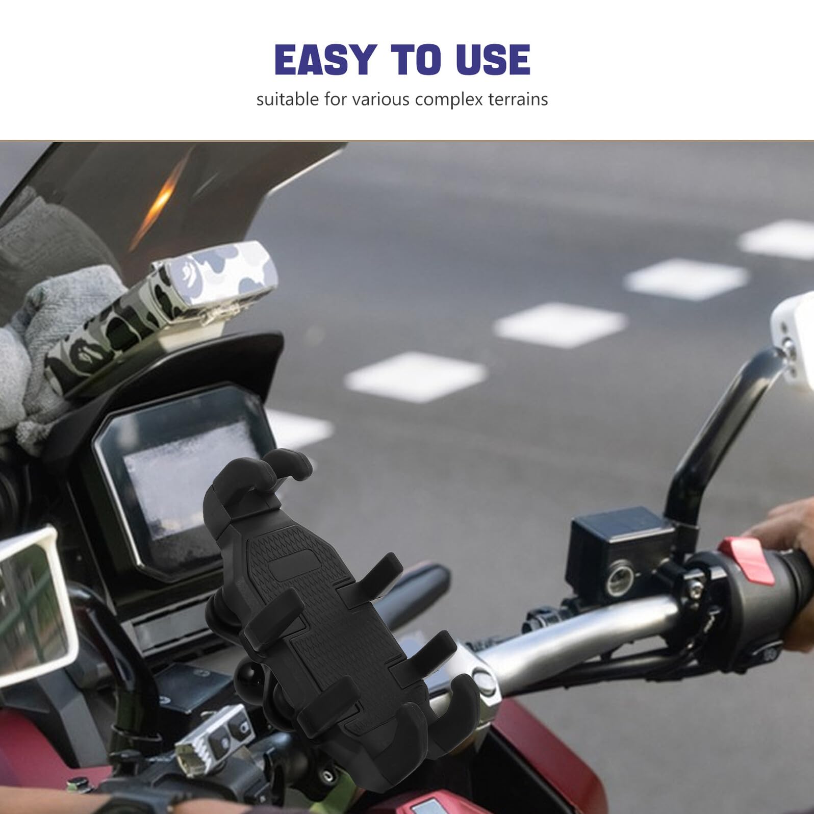BESPORTBLE Supporto per Telefono da Manubrio per Moto Scooter e Biciclette Ammortizzamento Antivibrante Installazione Rapida e Visuale Regolabile per Dispositivi Cellulari