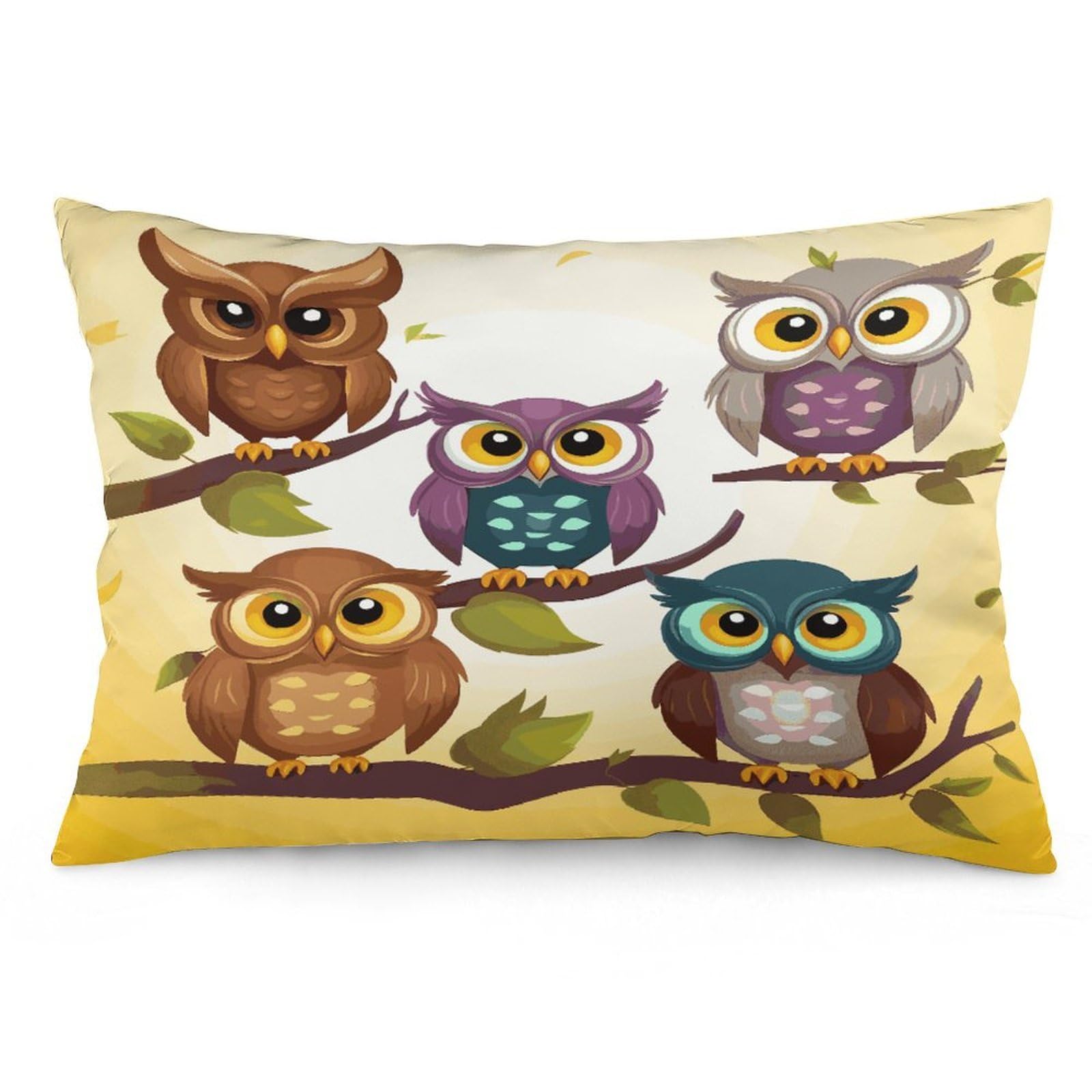 Owls Birds Throw Pillow Cover Soft Lumbar Pillow Covers with Zipper Breathable Rectangular Cushion Case Polyester Pillow Case Decorative Body Pillow Cover for Couch Bed