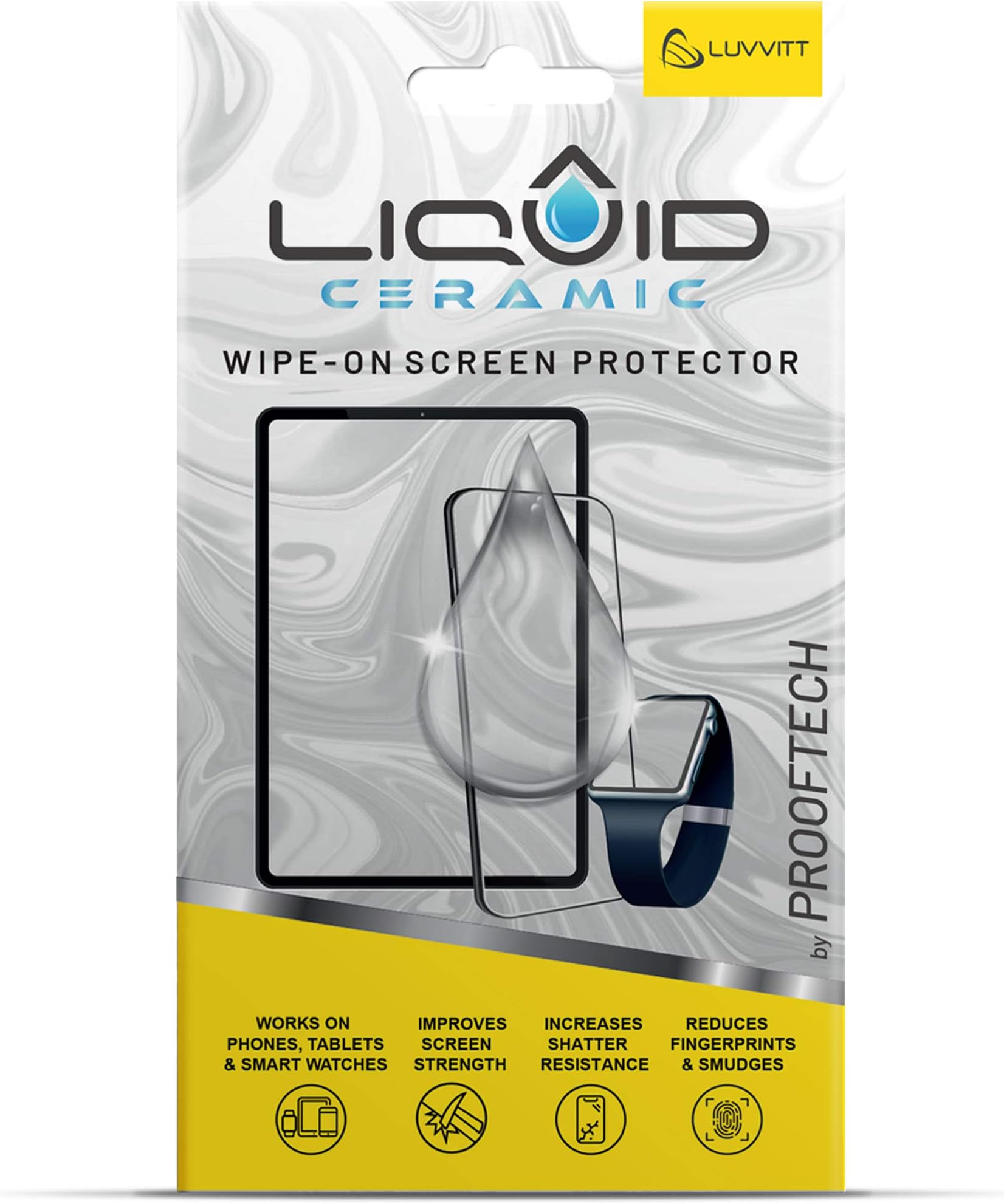 LIQUID CERAMIC Glass Screen Protector Wipe On Scratch and Shatter Resistant Nano Protection for All Phones Tablets Smart Watches - Universal