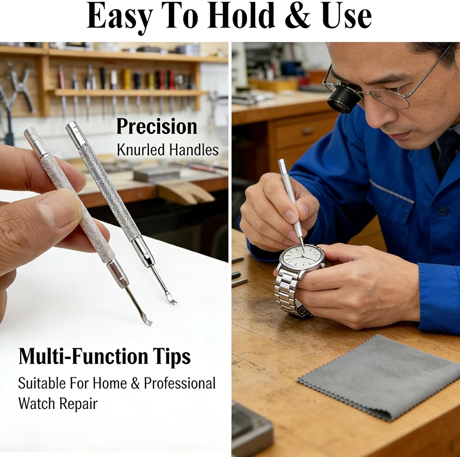 3PCS Watch Hands Repair Tool Kit, Watchmaker Hand Presser Pusher & Remover Lever Set, Watch Hand Removal Puller Plunger for Wristwatch