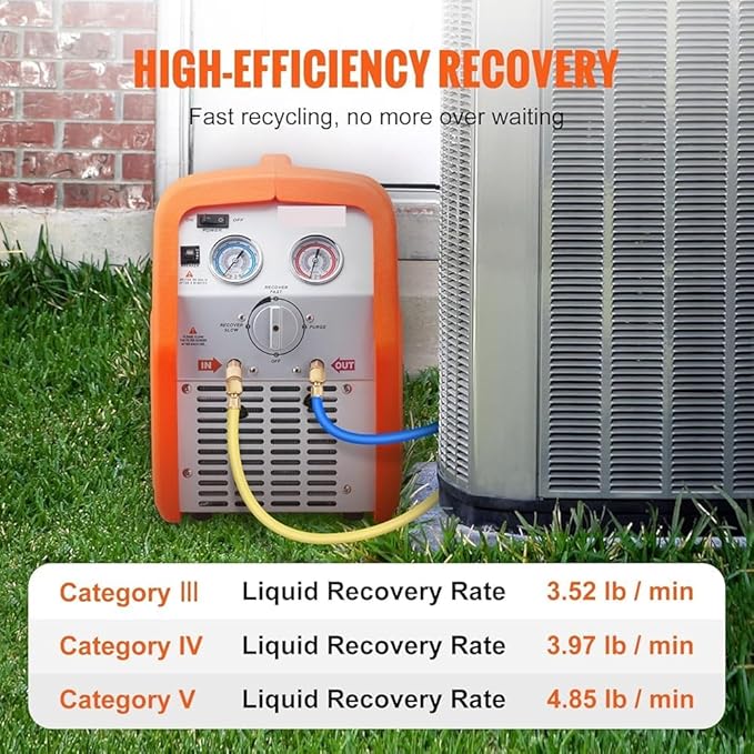 Máquina de Recuperación de Refrigerante Portátil 3/4 HP, para HVAC miniatura 4