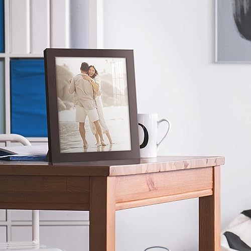 Miniatura 3 de Renditions Gallery Marco de fotos de 8 x 10 pulgadas, estilo moderno de alta gama, hecho de madera maciza y vidrio de alta definición, listo para