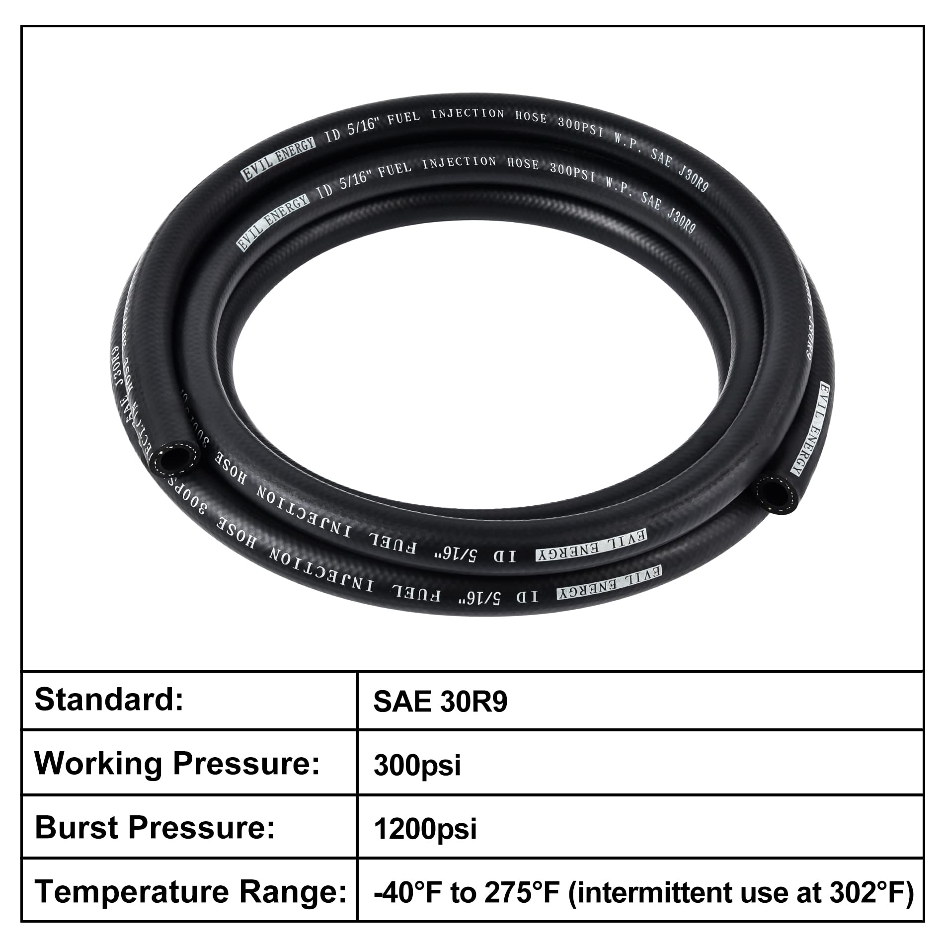 Fuel Hose Line 5/16 Fuel Injection Hose SAE 30R9 5FT 300PSI