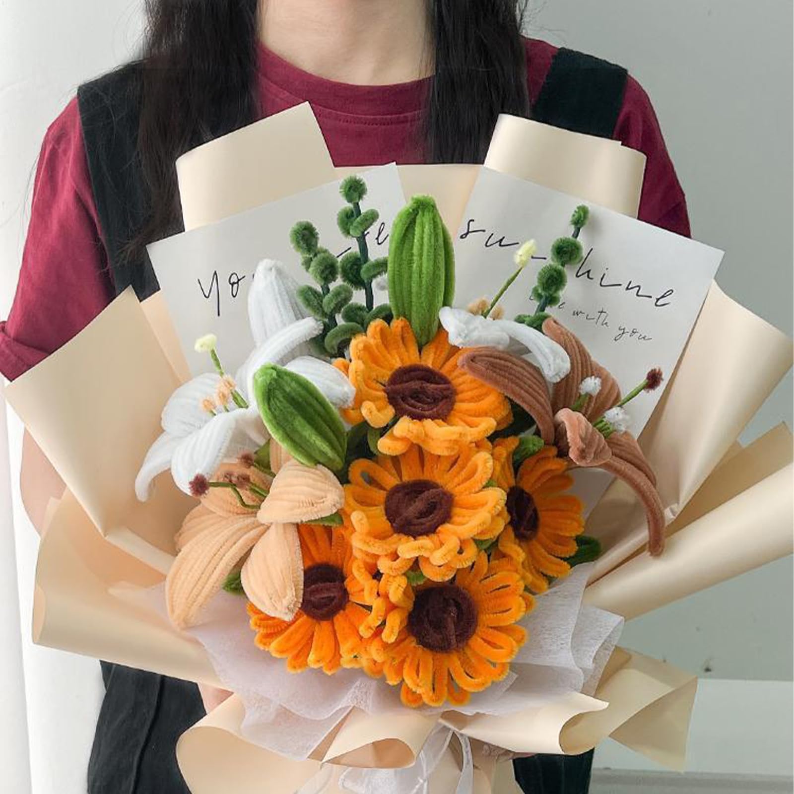Kit DIY Bouquet De Tournesols En Cure-pipes | Création Manuelle Et Décoration Durable | Idéal Cadeau
