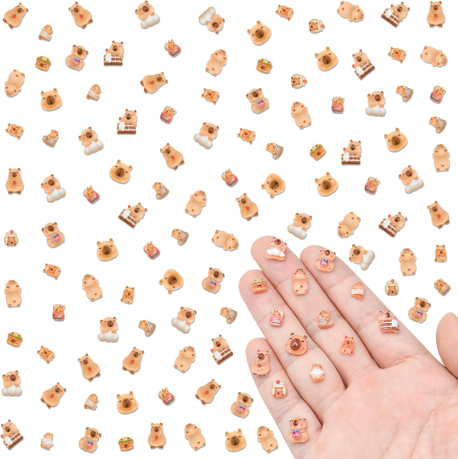 200 PCS Mini Resin Capybara Figurines for Crafts Luminous Tiny Resin Animal Miniature Things for Dollhouse Fairy Garden Micro Landscaping Decoration Cake Toppers Decor