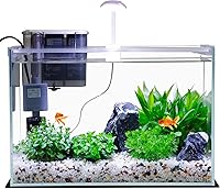 Vimvins 3 Gallon Glass Betta Fish Tank Starter Kit with Quiet Filter, Dimmable LED Lights & Secure Lid