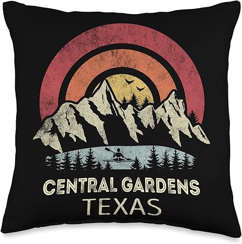 Central Gardens Texas Mountain Sunset Kayak Central Gardens Texas Mountain Sunset Sunrise Kayaking Throw Pillow, 16x16, Multicolor