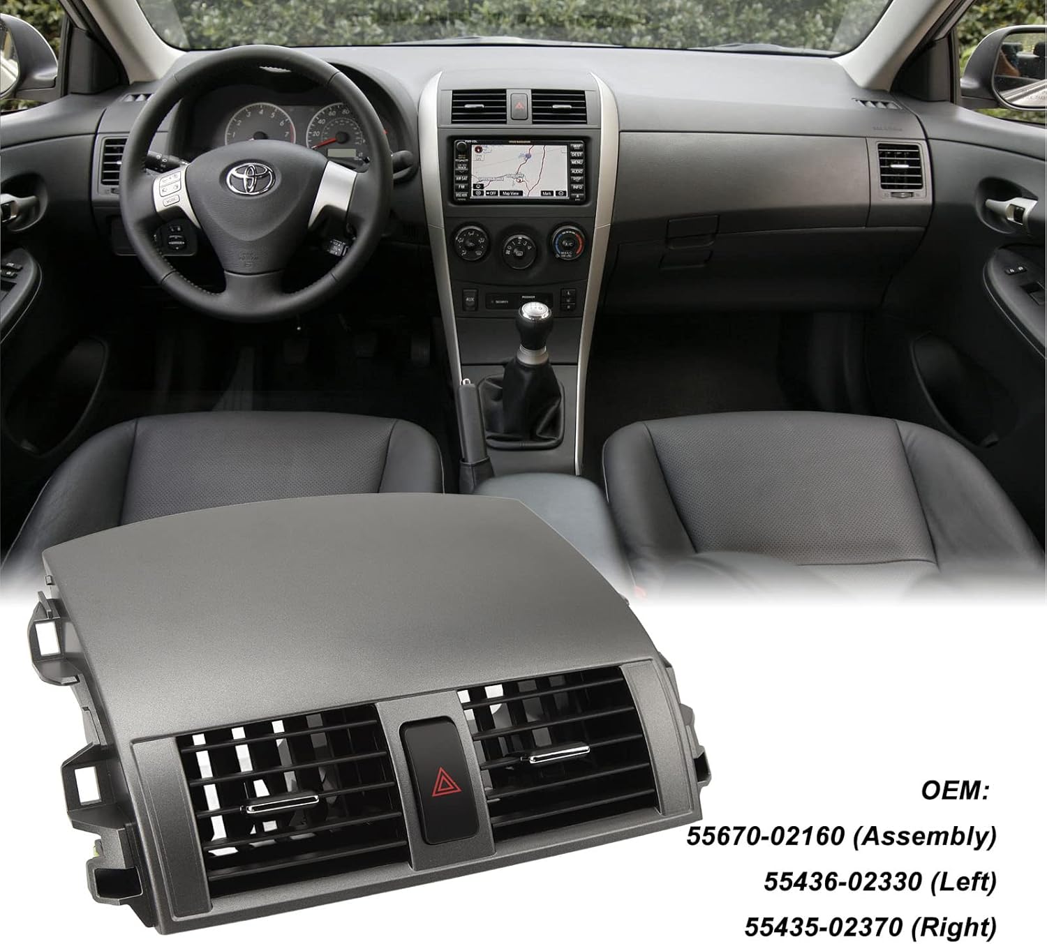 Dashboard Air Vent Assembly, Center Dash AC Air Outlet Panel Air Conditioning Vents Trim Compatible with 2009?2013 OEM: 55670-02160