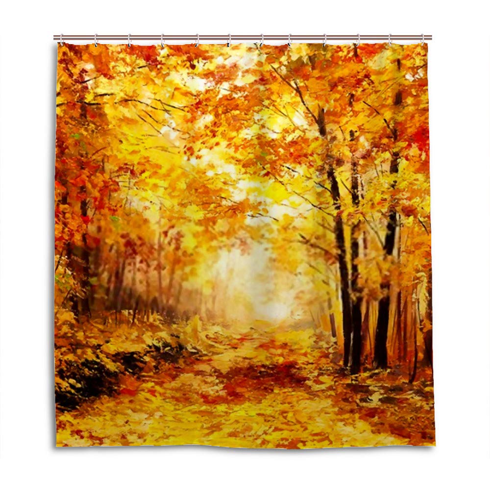 Rideau de douche motif peinture à l'huile texture tissu imperméable de taille 66x72 inch