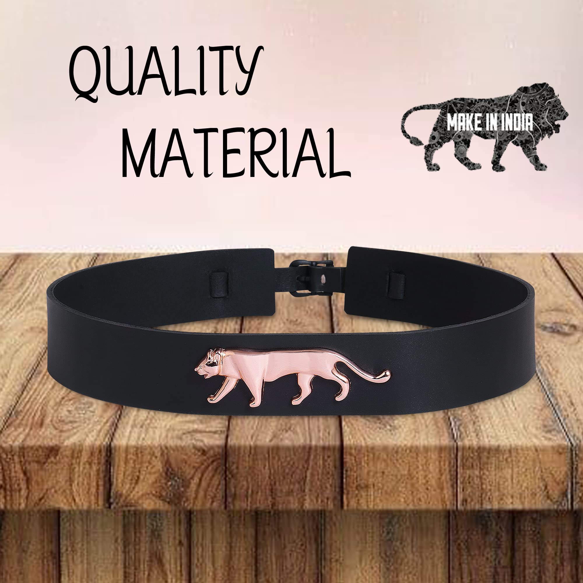 trysco� Girls, Teenagers, Women's Genuine Leather Belt (Trending Design) (Rose Gold) (waist Size- 30") 2