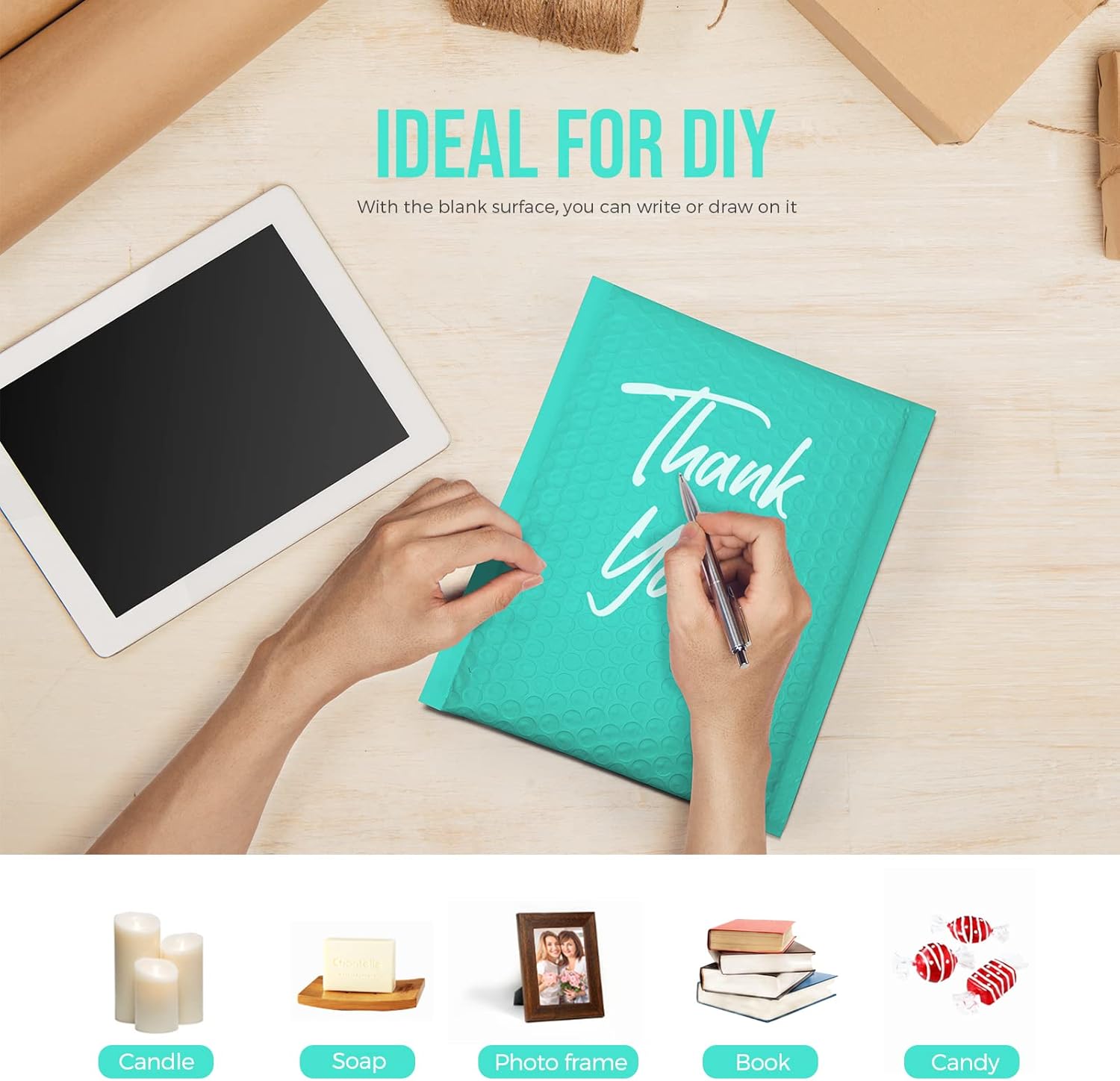 Fuxury 200Pcs Bubble Mailers 6x10,100 Black+100 Teal Bubble Mailer,Self Seal Waterproof Padded Envelopes, Mailing Envelopes Bubble Padded for Mailing,Packaging, Small Business, Boutique, Bulk #0