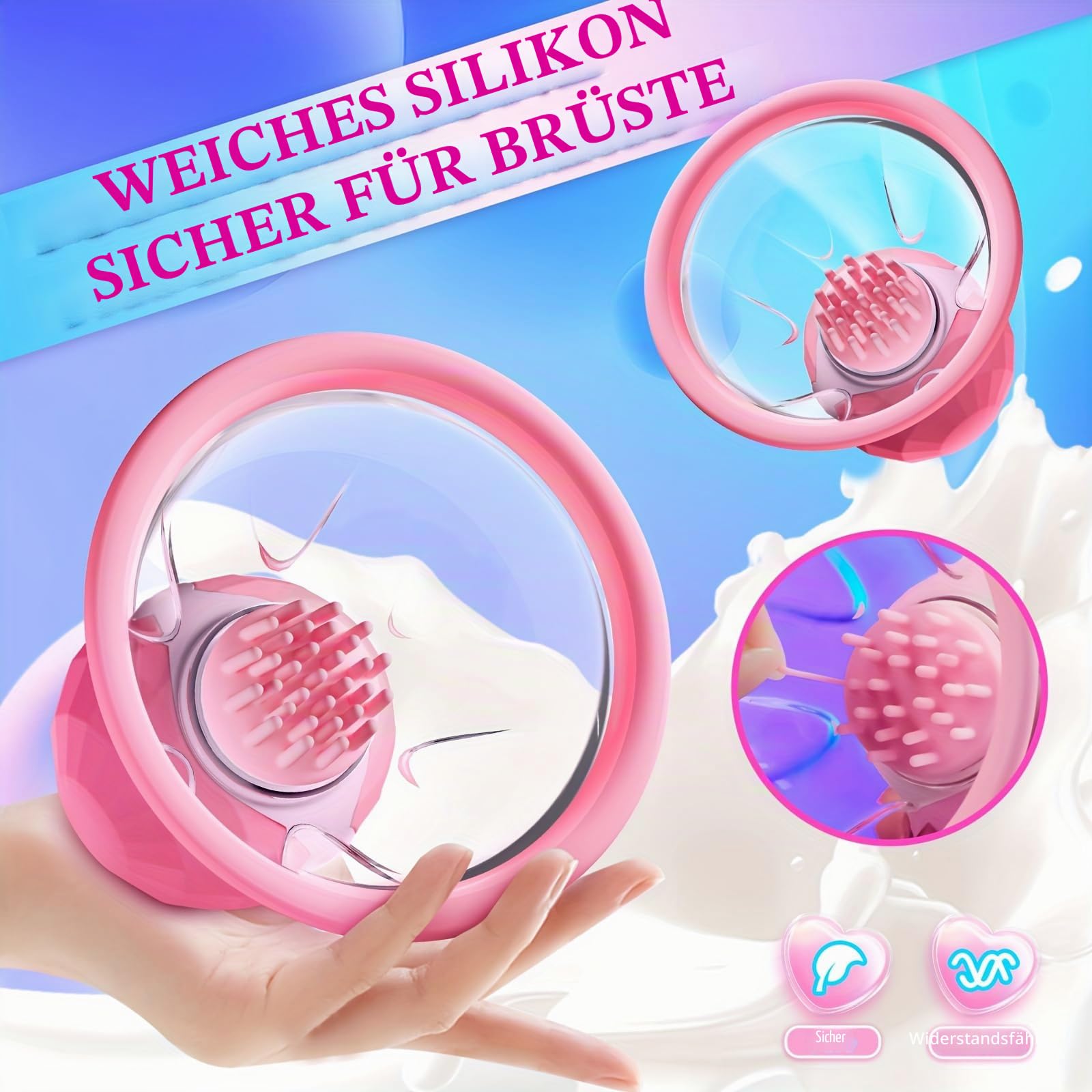 Nippel Vibrator mit 10 Vibrations und Saugmodi für Frauen, Brustwarzen Stimulator 6 Köpfen, Brustmassagegerät Sexspielzeug Frauen Klitoris Vibration Sex Spielzeug die Paare