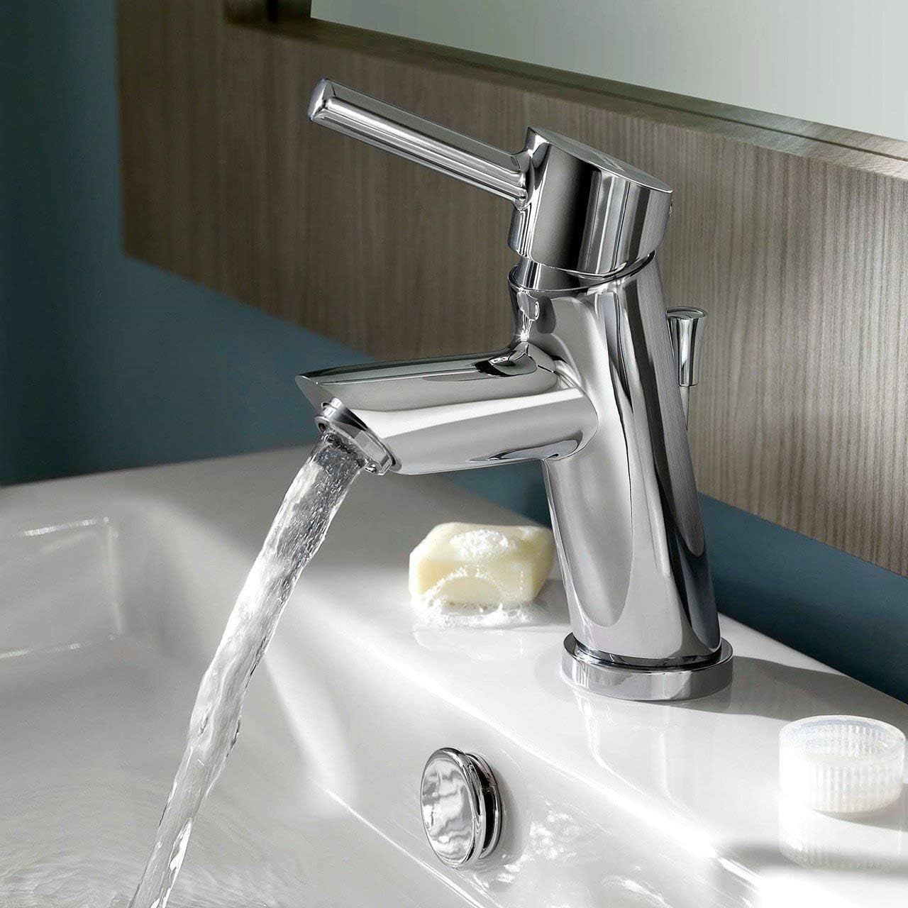 American Standard 2064.131.002 Serin Petite Single-Handle Monoblock Bathroom Sink Faucet, Chrome, 6.00 in wide x 2.00 in tall x 4.13 in deep (2064131.002)