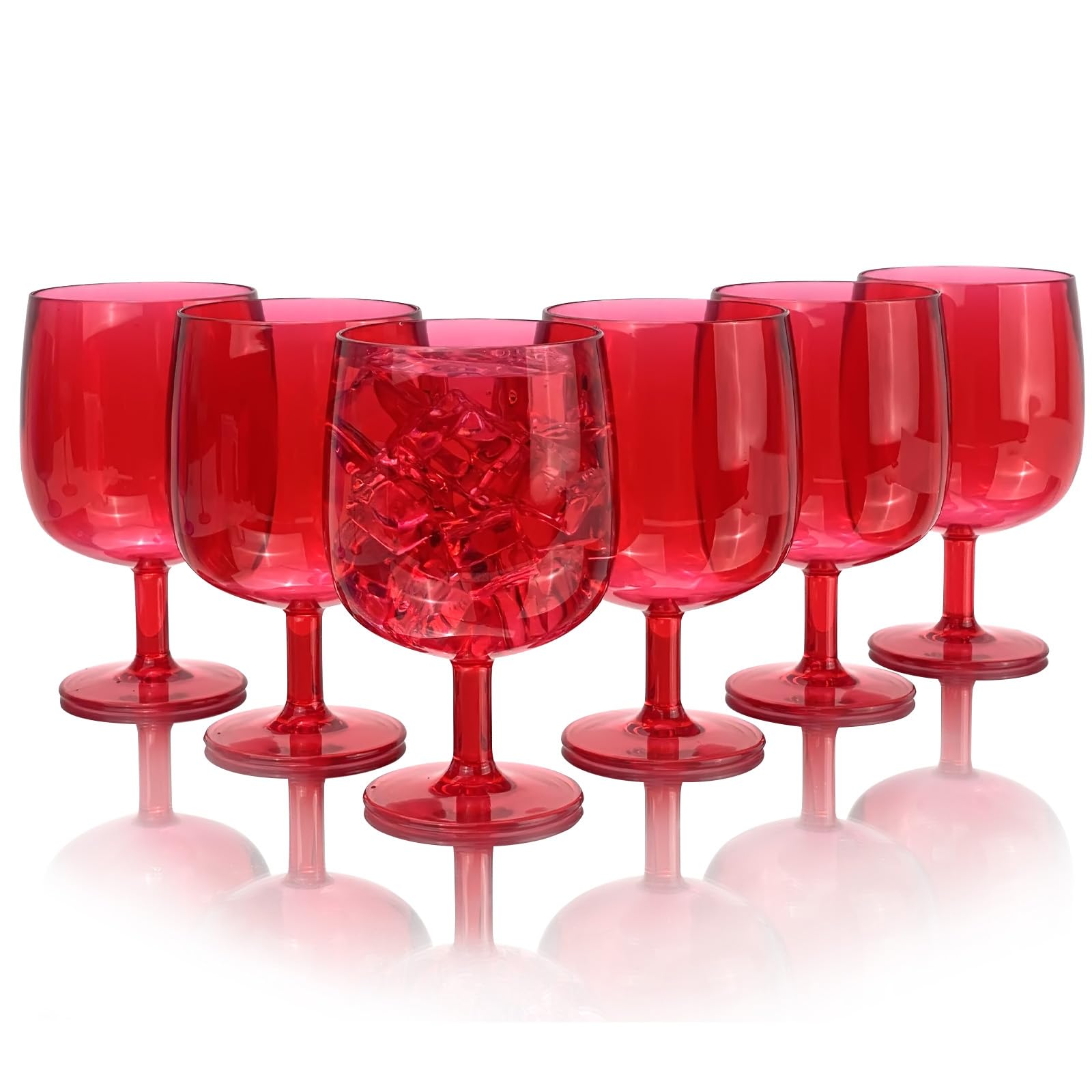 Set di 6 bicchieri da vino in plastica da 350 ml, infrangibili, riutilizzabili, in plastica colorata, impilabili, lavabili in lavastoviglie, senza BPA, ideali per feste (rosso, 340 g)