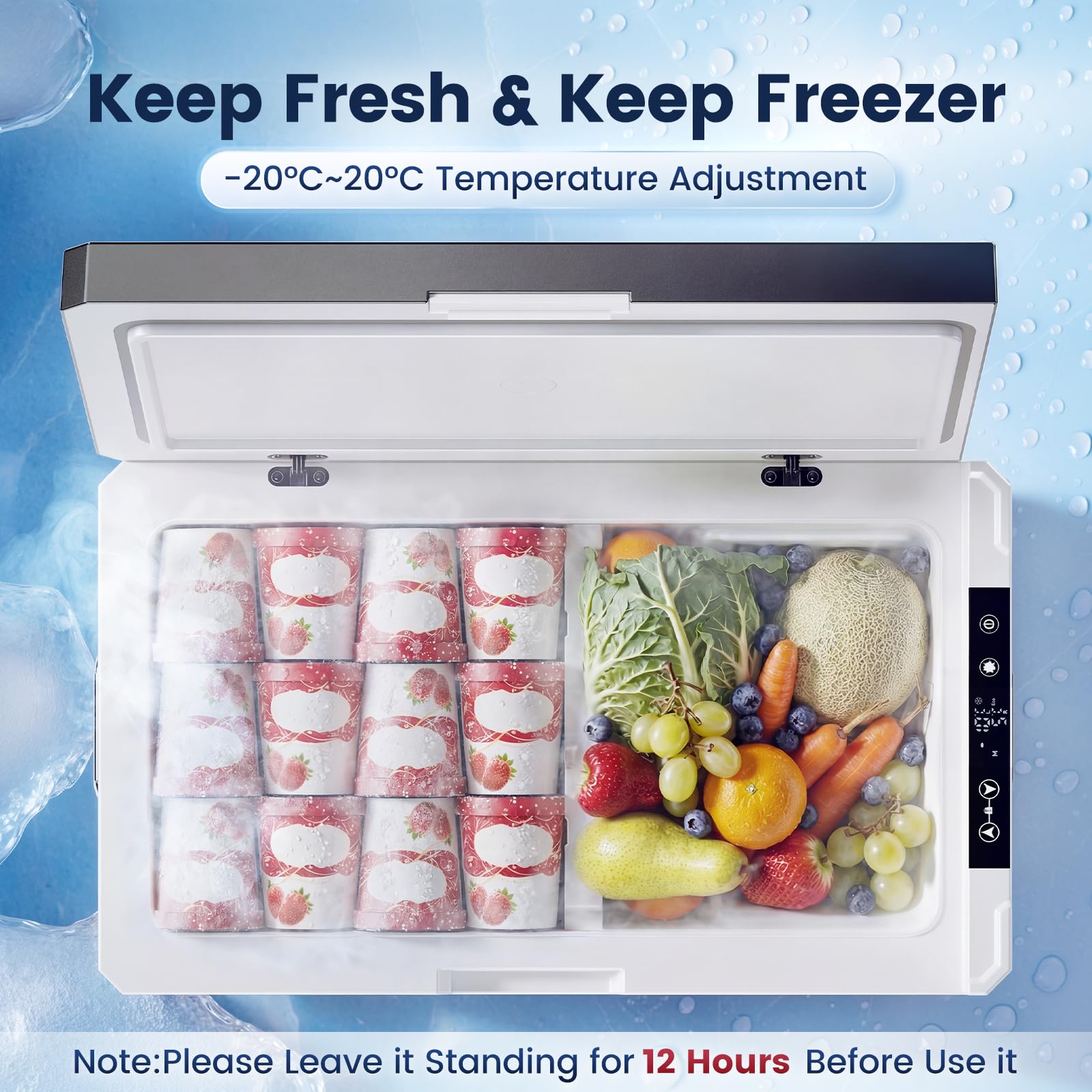 KROAK 40L Kompressor-Kühlbox mit App-Steuerung, Dual-Zone (-20°C bis +20°C), 12/24/230V – mit Trennwand – mobiler Camping-Kühlschrank für Auto, LKW, Boot