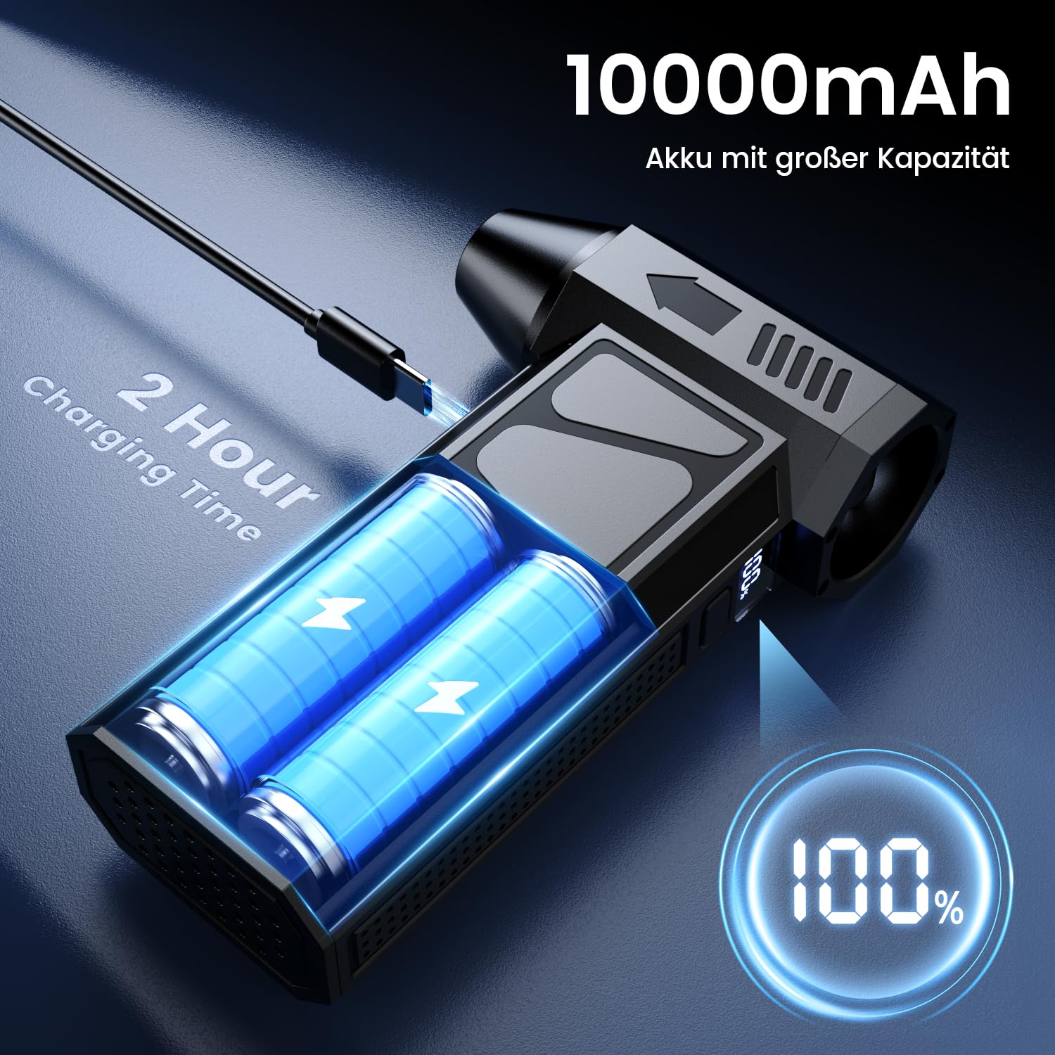 HSSNS Mini Gebläse Akku 150000RPM 4-Gang Electric Air Duster 2-in-1 Staubgebläse 10.000mAh