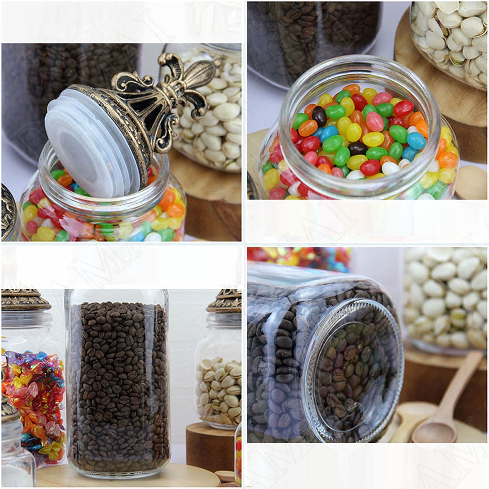 Botes para Alimentos Retro Vidrio Almacenamiento Tarro Resina Talla Talla Cubierta Caramelo frascos Europe Estilo Grano dispensador Sello té Caddy Home Organizador Ornamentos Botes Herméticos