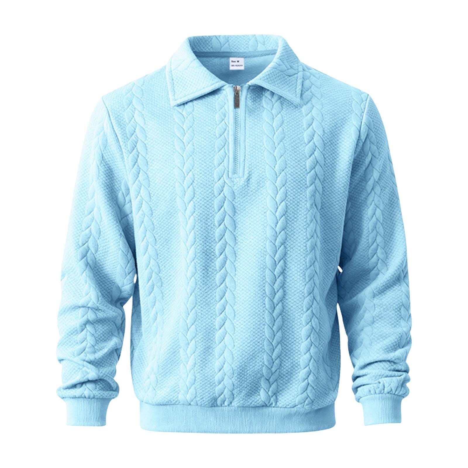 DENGJIAMY Polo texturé pour homme avec fermeture éclair 1/4