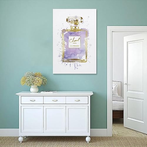 Vista 49 de WEboL Botella de perfume azul marino con tinta dorada a la moda, pintura decorativa, lienzo, arte de pared, decoración moderna de dormitorio