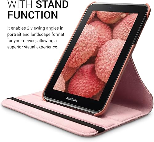 Miniatura 5 de kwmobile Funda giratoria compatible con Samsung Galaxy Tab 2 7.0 P3110  P3100 - Funda de piel sintética para tableta con soporte, color oro rosa