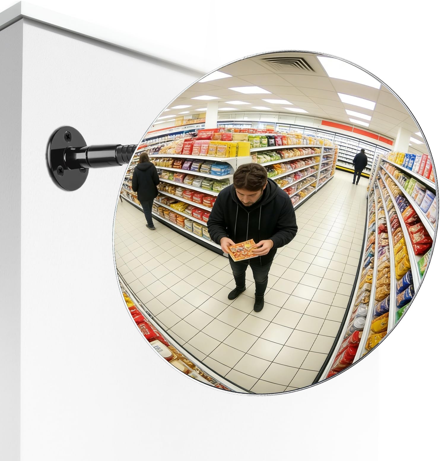 17.3" Wide-Angle HD Convex Mirror - Acrylic Safety Security Traffic Corner Mirror, Frameless Round Wall Mounted Observation Mirror for Garage, Driveway, Warehouse, Office, Store - Wall-Mount