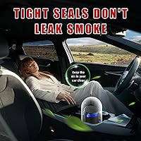 Vista 4 de Cenicero para automóvil con tapa, cenicero automático de acero inoxidable desmontable sin humo, mini bote de basura portátil para vehículo con luz