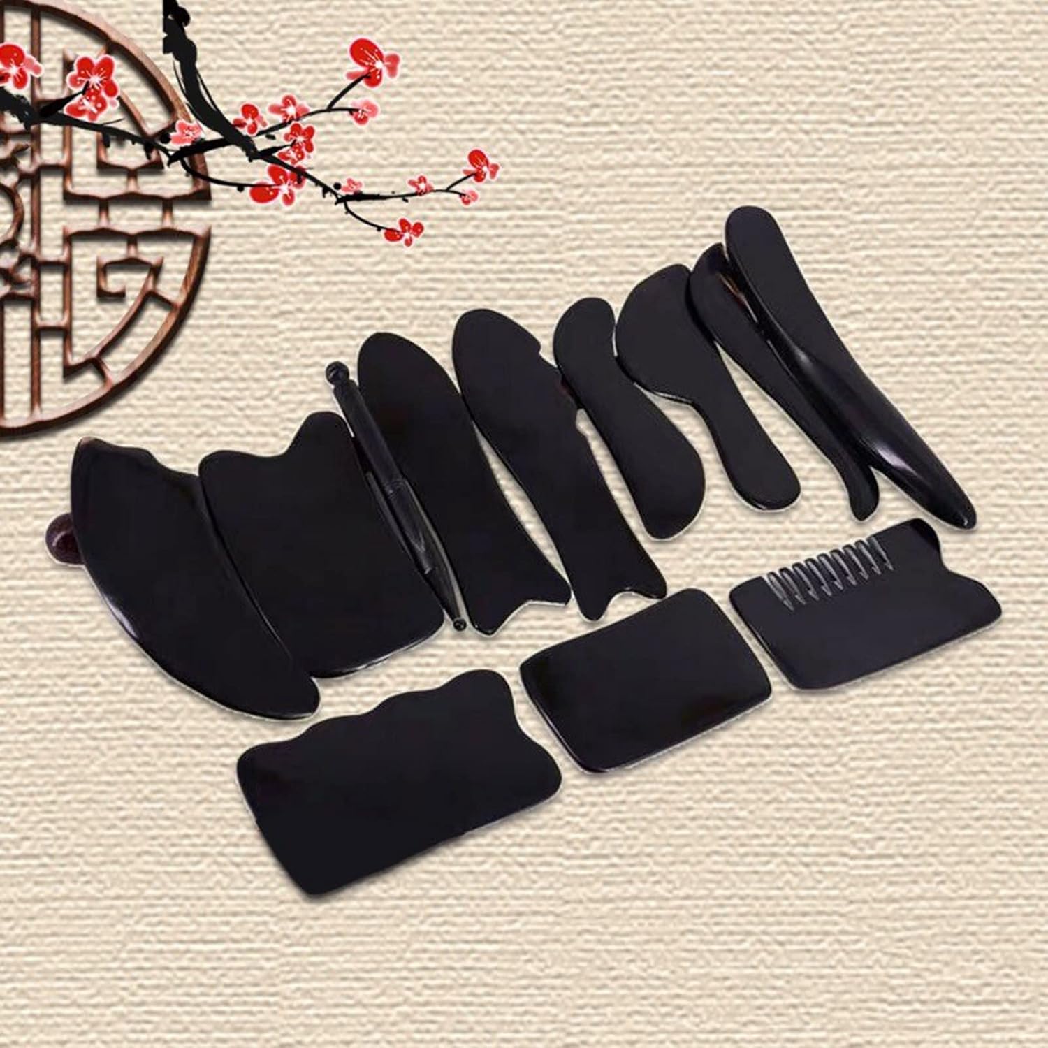 Guojiang Black Water Buffalos Horn Gua Sha Massage Tool for Scraping for and Body Skin Gua Sha Tools Rib Leg for Faci Gua Sha Massage Tool for Scraping - Image 2