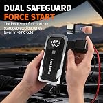 6000A Démarreur de saut de batterie booster de voiture, 12V Booster de batterie au lithium pour tous les gaz et 12.0L Moteurs diesel 26800mAh Démarreur de saut à la voiture portable avec câbles de saut, banque d'alimentation & LED lampe