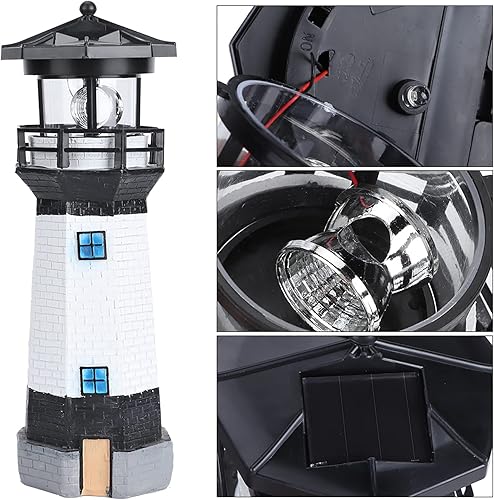 Miniatura 6 de Faro solar, luces LED giratorias para jardín, lámpara de torre para exteriores con paneles solares para exteriores, para césped, patio, camino,