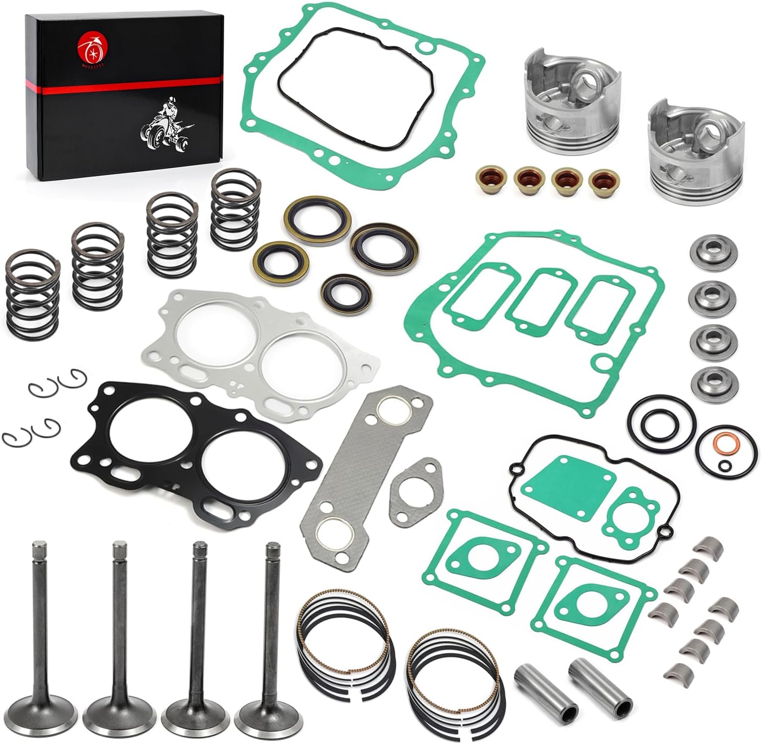 Engine Rebuild Kit Top End Piston & Ring STD & Gasket Seal Exhaust Intake Valve For EZGO 4 Cycle Gas Golf Cart 350cc EH35C MCI Fuji Robin Engine 1996-2002