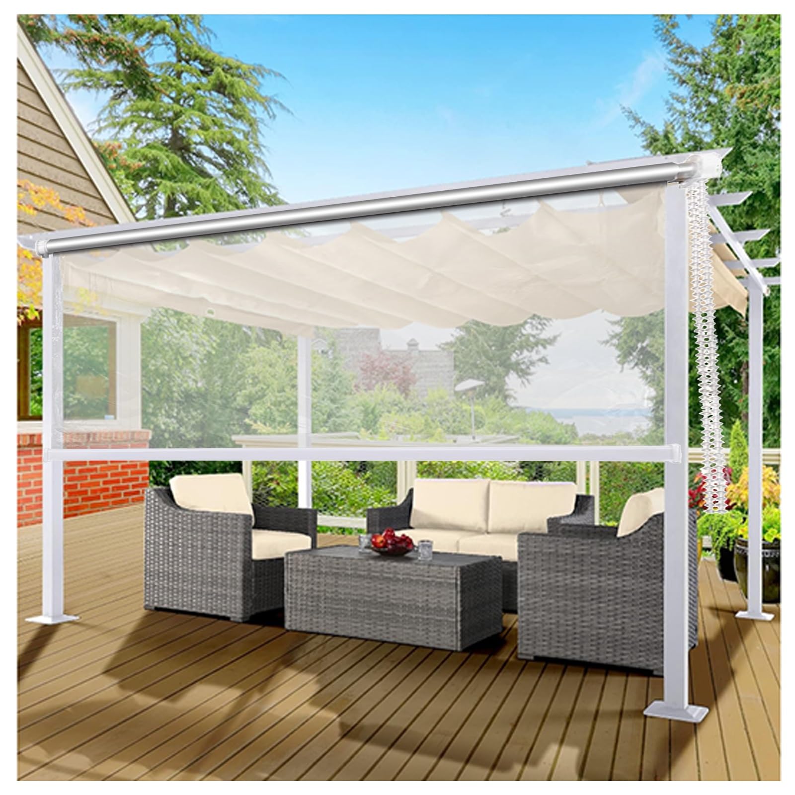 Store à enroulement en plastique vinyle, stores transparents robustes, rideau de fenêtre imperméable avec raccord, Étanche Poussière Volets Roulants avec Side-Pull ( Size : W110xH200cm/W43.3xH78.7in )