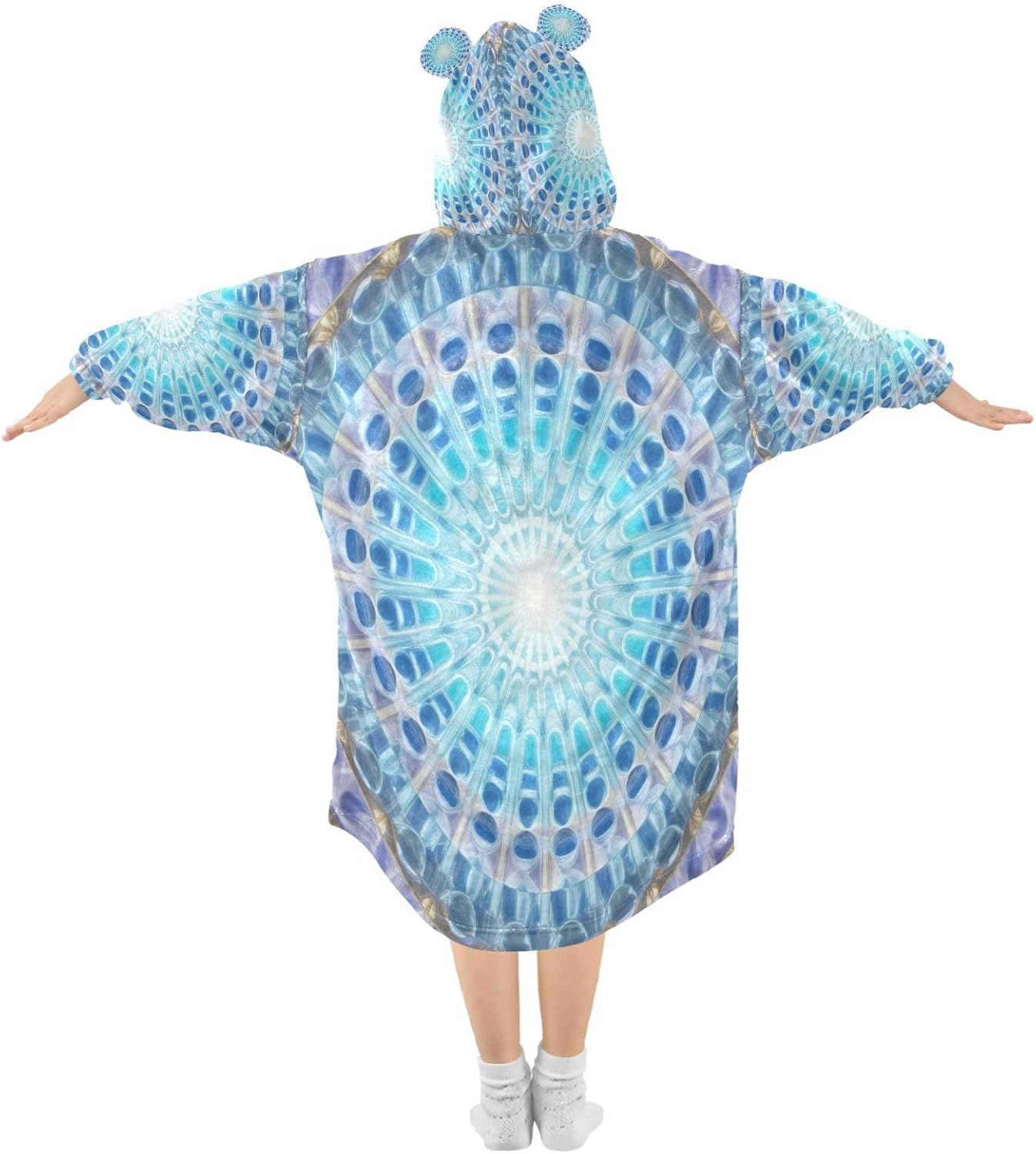 Kigai Mandala Wearable Blanket Hoodie for Kids Oversized Hooded Blanket Warm & Cozy Sweatshirt with Pockets