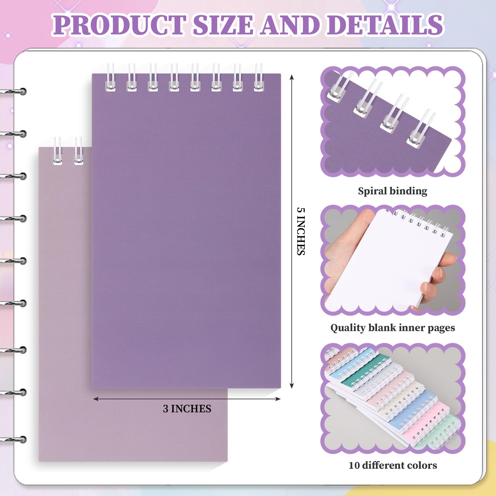 Watersay Paquete de 100 cuadernos de bolsillo en blanco de 3 x 5 pulgadas