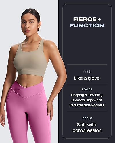 Miniatura 7 de Aoxjox Trinity - Pantalones de yoga de cintura alta con bolsillos para mujer con control de abdomen y cintura cruzada