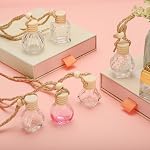 uxcell 8pcs Hanging Car Air Freshener Perfume Bottle, 10ml Pendant Empty Clear/Black Glass Essential Oil Aromatherapy Diffuser with Wooden Cap for Car Decor (Clear/Black, Round)