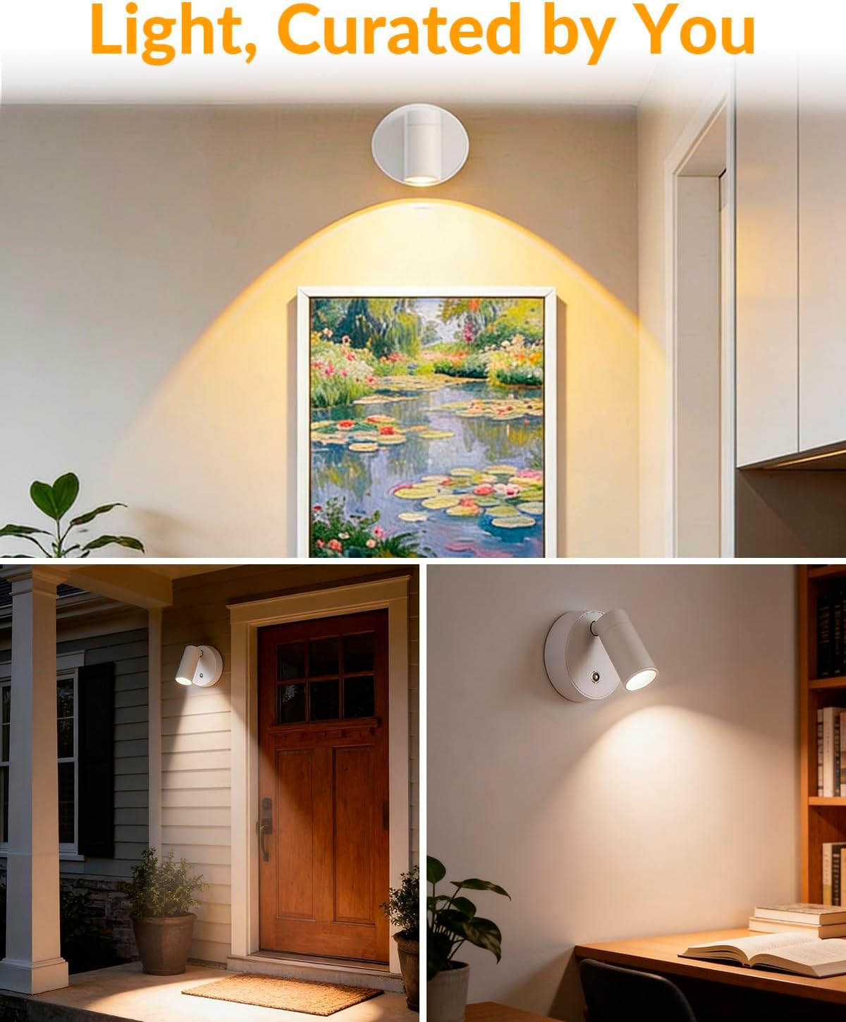 4Pcs Spot Lights Indoor for Paintings, LED spot Lights Indoor for Plants with 350° Adjustable Head, 3 Lighting Modes for Paintings, Artwork, Plants, and Shelf Display in Home & Gallery