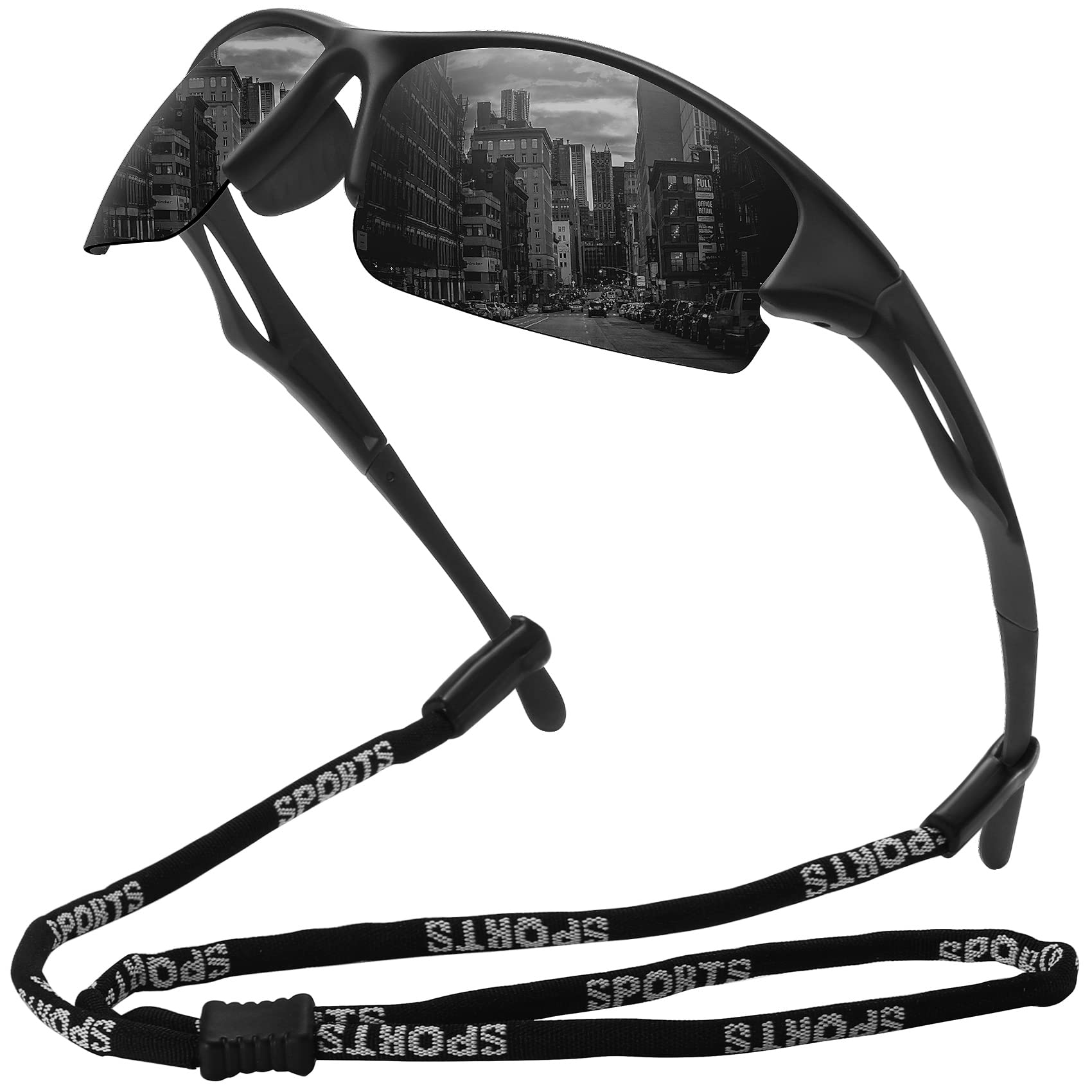 MEETSUN Gafas de sol deportivas polarizadas, Media montura, conducción,ciclismo, pesca, gafas de sol para hombres y mujeres protección UV400