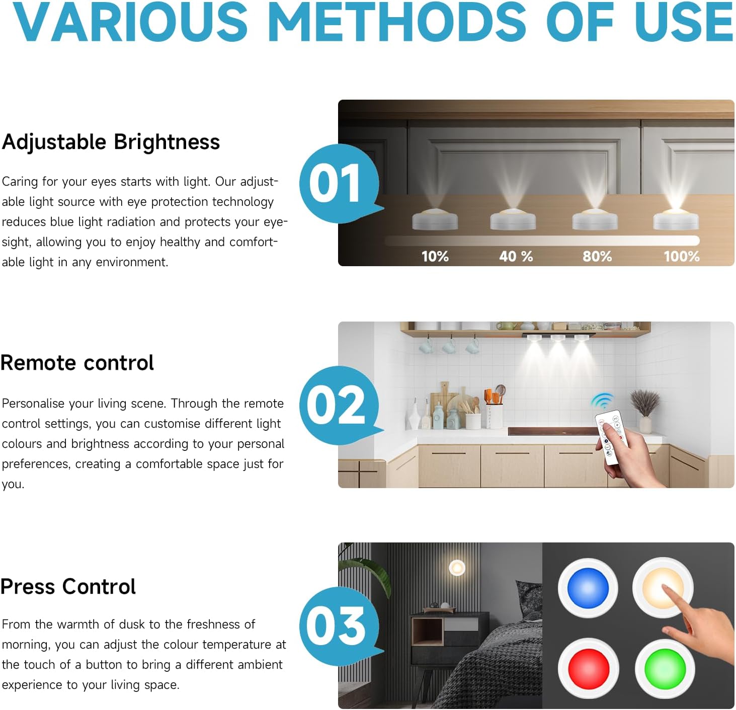 LED Puck Lights with Remote Control, 16 Color Changeable Under Cabinet with Control & Timing, Battery Operated Wireless Closet Lights for Closet, Bedroom,Kitchen,12 Pack - White