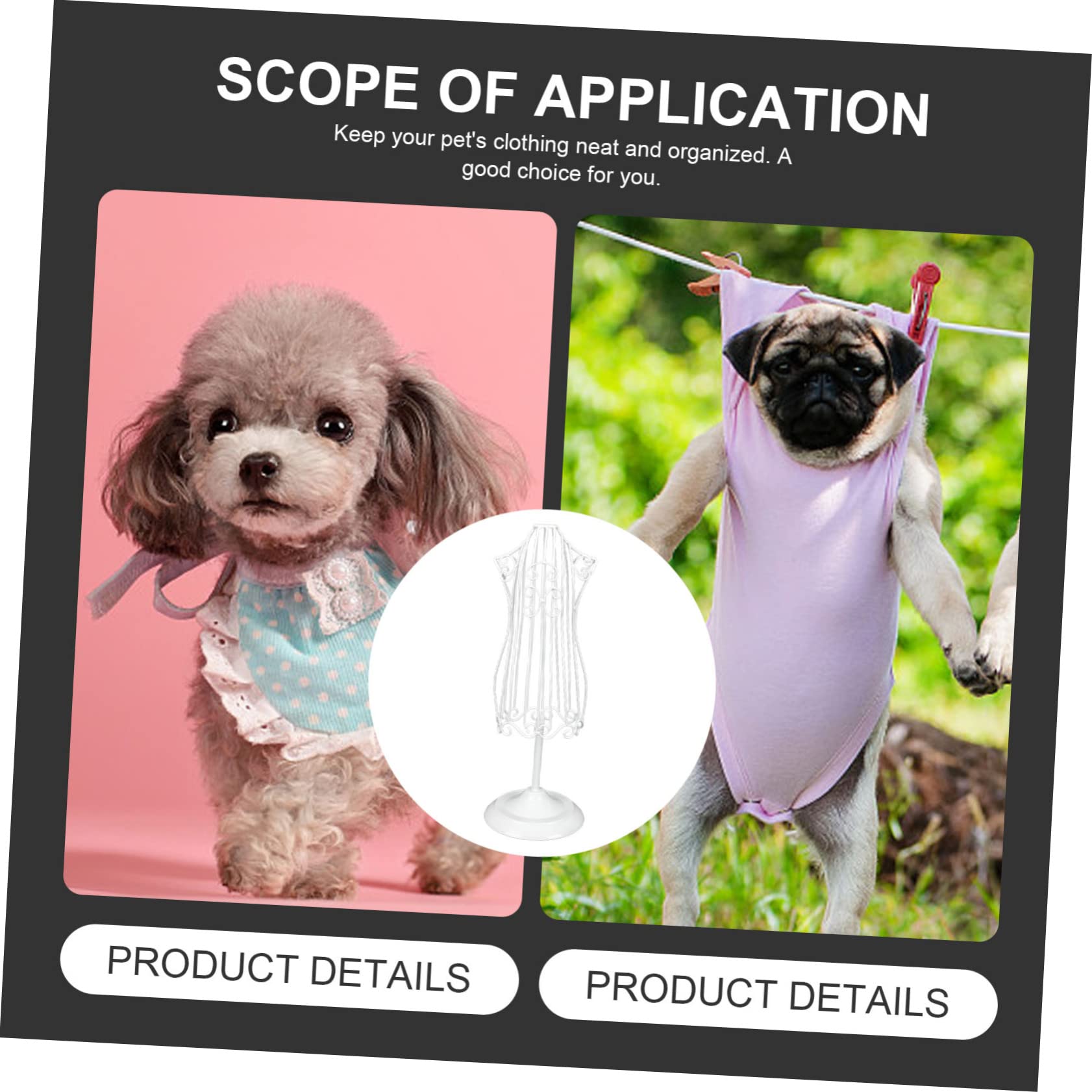 Ipetboom Stand Espositivo in Ferro Bianco per Abbigliamento Pet Superficie Liscia e Lavorazione Fine, per Mensole e Stend Abiti per Animali Domestici