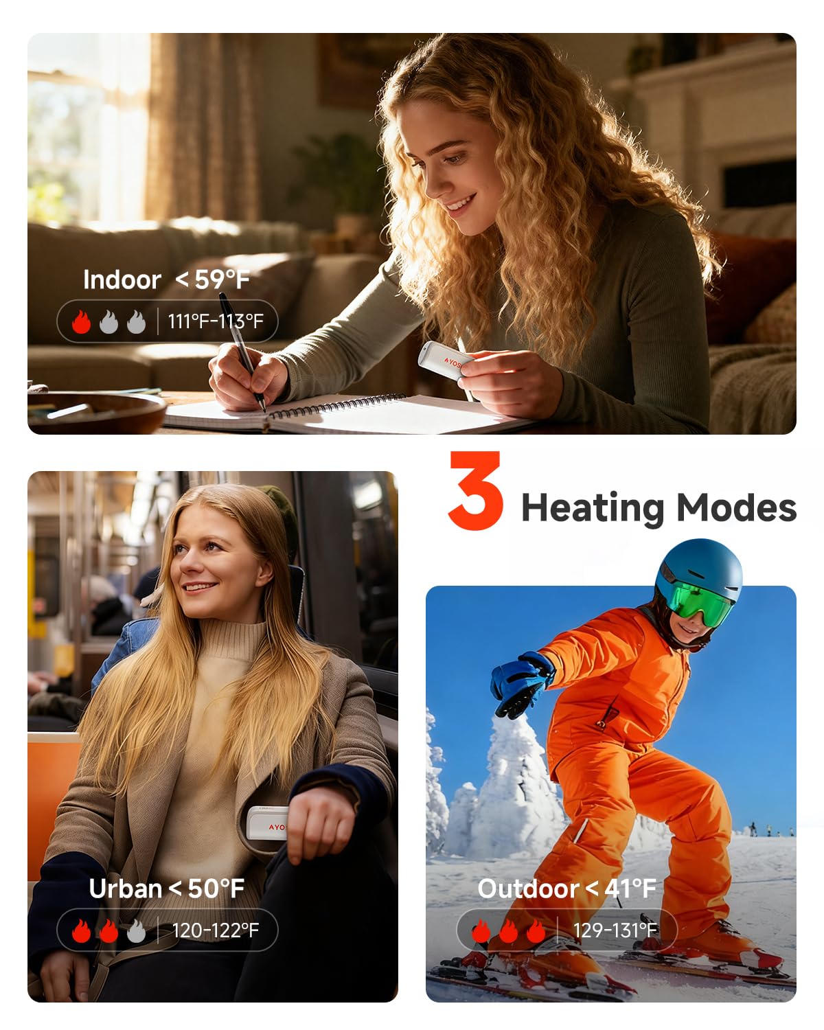 YOSHENMO Scaldamani ricaricabili, riscaldamento elettrico a 360°, 3 livelli di calore con chip intelligenti, riscaldatore tascabile portatile riutilizzabile, regalo caldo per Natale, per interni ed