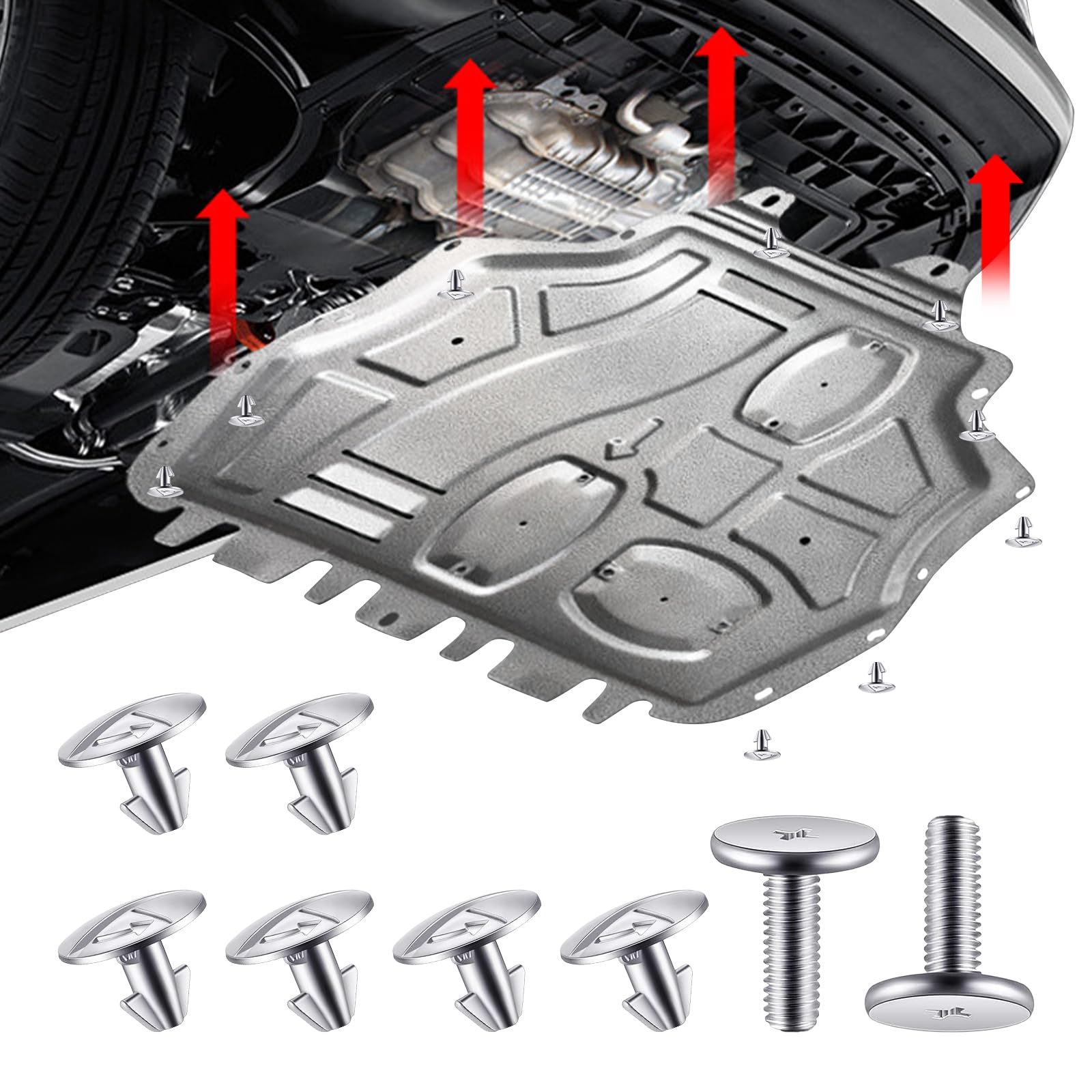 8PCS Engine Splash Shield Hardware Kit, Lower Cover Pin Screws, 90674-TY2-A01 90105-TBA-A00