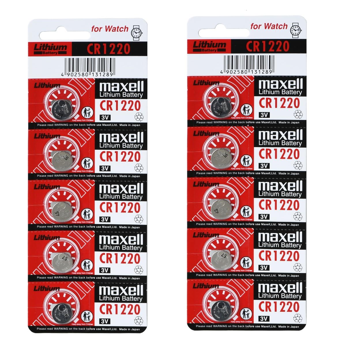 Pack de 5 piles bouton lithium CR1220 – 3V 38mAh – Compatible