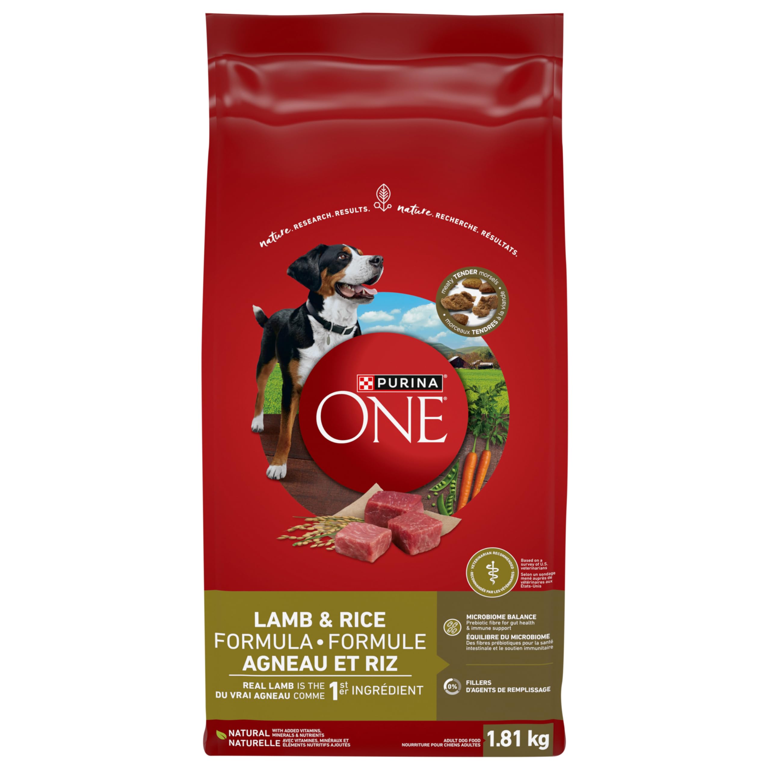 Purina ONE Dry Dog Food, Microbiome Balance Lamb & Rice - 1.81 kg Bag (1 Pack) 1.81 kg (Pack of 1) Dry Dog Food