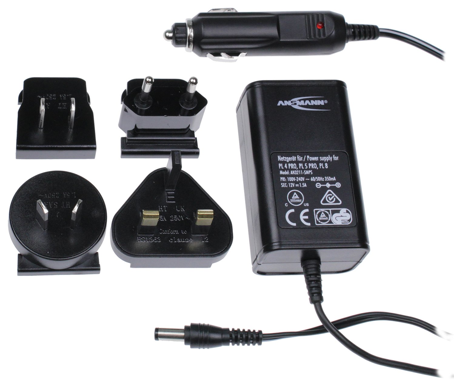 ANSMANN Universal Powerline 5 Pro AA AAA C D & 9 V Akku-Ladegerät für NiMh NiCd wiederaufladbare Batterien mit UK-, EU-, US- und AU-Stecker und LCD-Display, Schnellladegerät zum Laden und Entladen