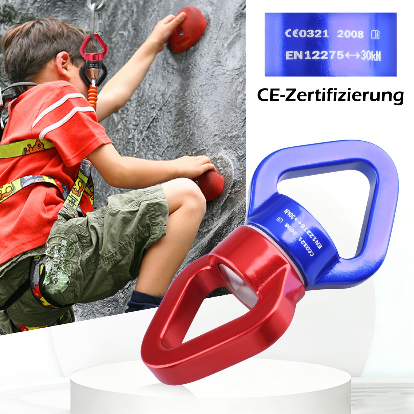 TRIWONDER 30kN 360 ° Rotator Swing Spinner Sicherheitsgerät, Rotationsgerät Karabiner für Klettern Hängematte
