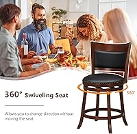 Vista 6 de Giantex Juego de 2 taburetes de bar de 25 pulgadas, taburetes giratorios de altura de mostrador con respaldo, asiento acolchado de 20 pulgadas