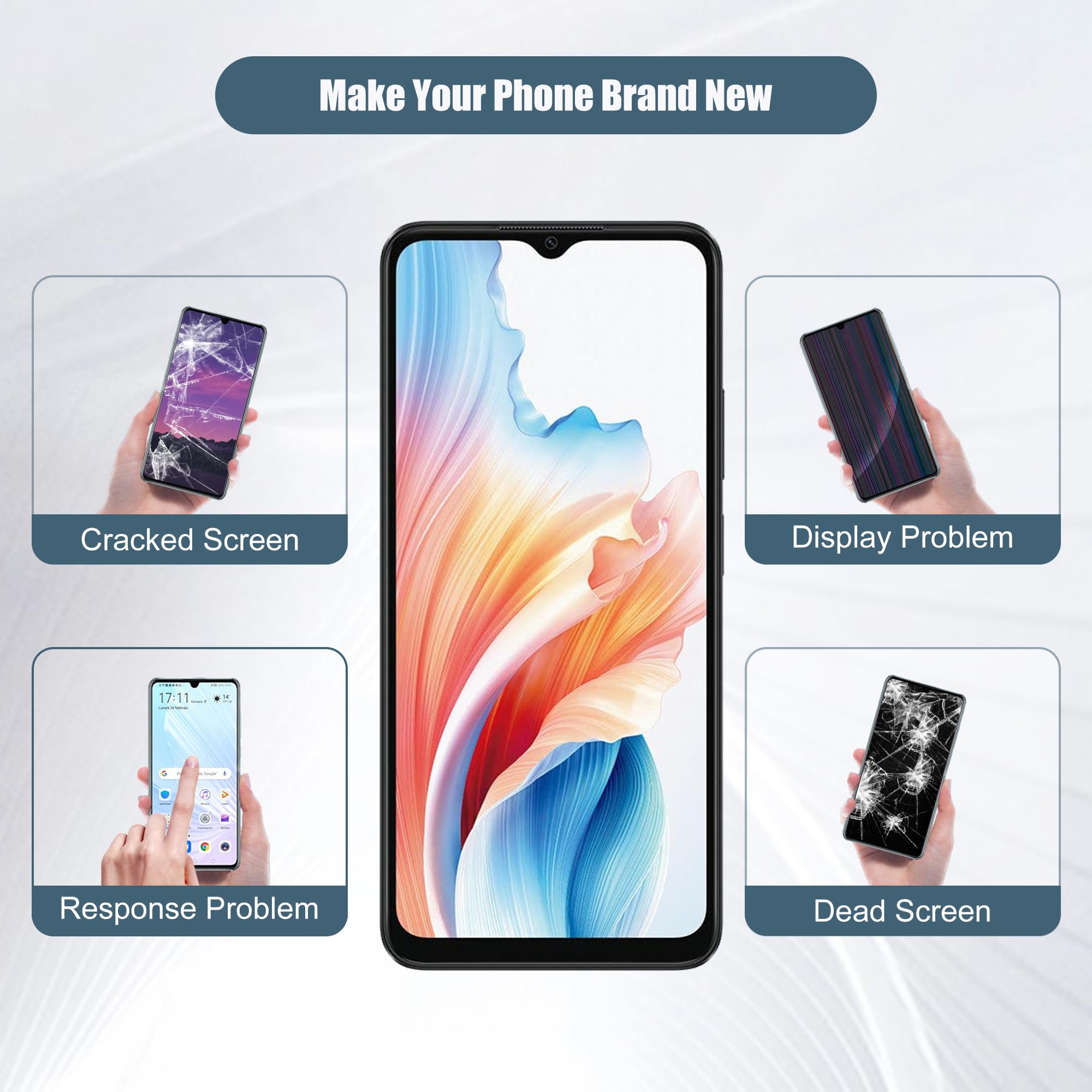 Display LCD Da 6,7'' Per Oppo A38 4G (A18 4G) – Kit Sostituzione Schermo Touch Con Strumenti Di Riparazione Inclusi