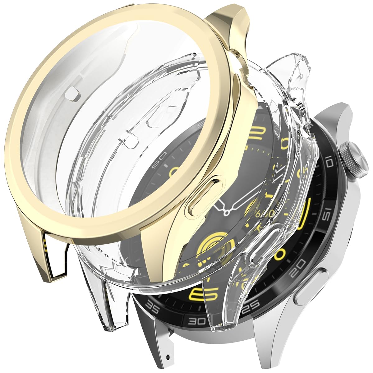 Miimall 2-Pack Case Compatible with Huawei Watch GT 4, Soft TPU Bumper Cover with Screen Protector
