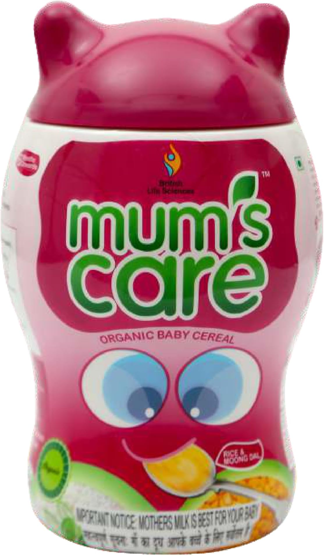 British Life Sciences Mum’s Care Baby Cereal | Rice & Moongdal Cereal | Certified Organic Ingredients | From 6 Month Onwards | Infant Cereal | Protein, Calcium & Iron for Babies | Easy to Digest | Rich in Fibre | 400 gm